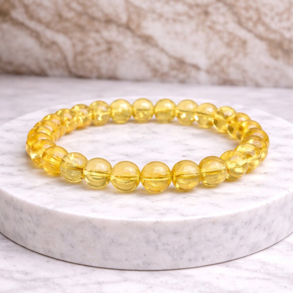 Citrine Crystal Bracelet 8mm Beads Stretch Reiki Healing Jewelry
